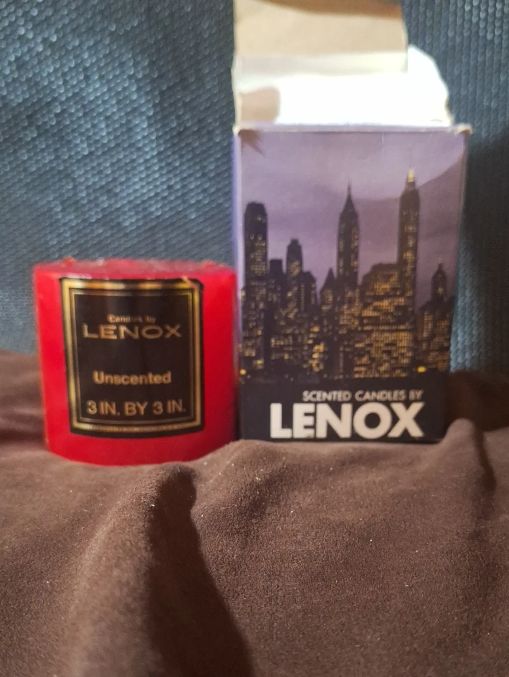 Vintage Lenox Red Votive Candle with Gold Label